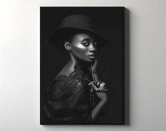 Canvasafdruk Afrikaanse vrouw, moderne etnische muurkunst