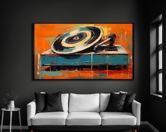 Turntable Canvas Art Print, Retro Vinyl Record Music Decor