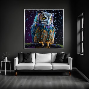 Colorful Owl Art Print: Modern Animal Wall Decor