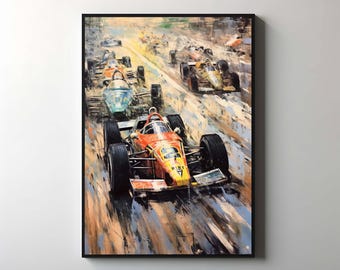 Vintage Monaco Grand Prix Canvas Print, F1 Racing Car Motorsport Art