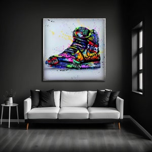 Sneakers Canvas Wall Art, Sneaker Graffiti Painting, Shoes Wall Decor, Colorful Sneakers Print Art, Bedroom Wall Decor, Home Gift