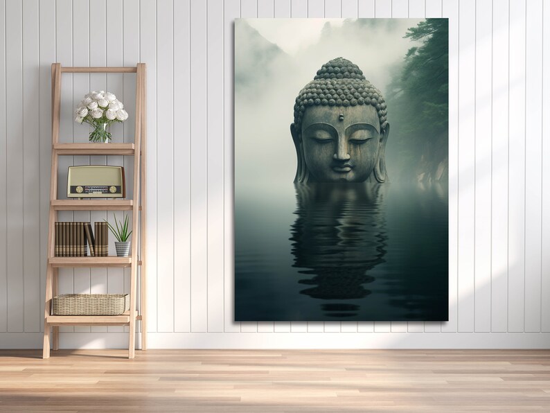 Buddha Wall Art Painting - Framed 12x16 Inch Canvas For Bathroom, Living Room, Meditation Space