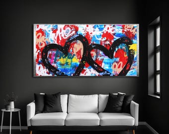Banksy Style Street Art Canvas Print, Behind the Curtain Graffiti