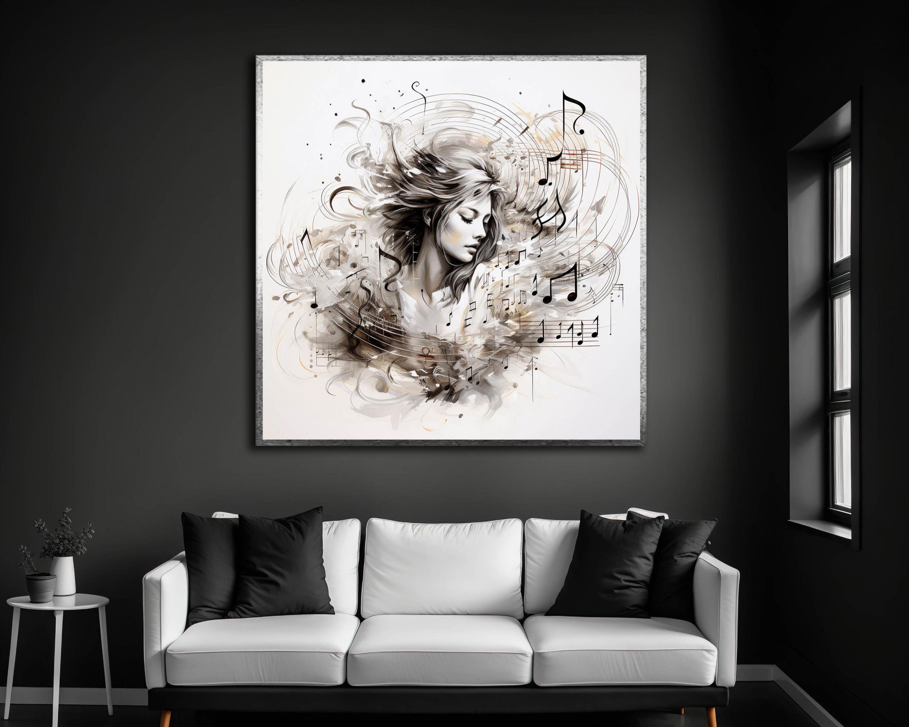 Abstract Sound Wave Music Art, Modern Cotton Canvas Wall Print