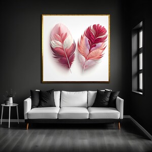 Romantische Papierfeder Wandkunst - Zartes Rosa & Burgunder geschichteter Schnitt - Boho Minimalist Natur Dekor, handgemachtes Geschenk für Sie oder Home Office