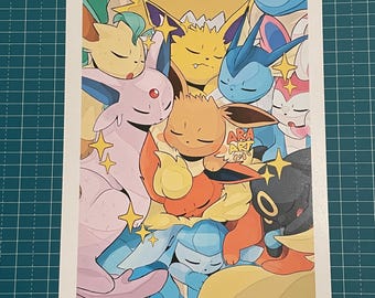 Print Eevee Eeveelutions / Evolutions – Print Eevee, Vaporeon, Flareon, Jolteon, Umbreon, Sylveon, Leafeon, Glaceon, Espeon