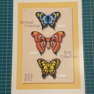 Stampa di farfalle accoglienti – Illustrazione di insetti di Animal Crossing per un arredamento naturale