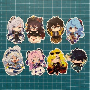 Adesivi di Zhongli, Mavuika, Ganyu, Shenhe, Citali, Kinich, Mualani, Hu Tao | Adesivi Genshin Impact Hoyoverse Kawaii Chibi Honkai Star