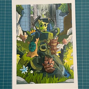 Print The Legend of Zelda: The Breath of the Wild met de Kologs, de Beschermer, het Godinnenbeeld | De legende van Zelda Tranen van Koninkrijk