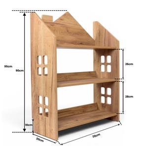 Montessori House Bookshelf | Kids Bookcase | Wooden Toy Storage | Children's Book Shelf | Nursery Furniture | Kids Room Organizer image 2