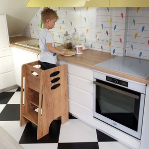 Kitchen Helper / Kids Helper / Montessori learning stool / Learning tower / Cooking helper / Montessori kitchen tower / Toddler steep stool zdjęcie 2