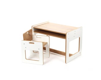 Kindertisch und -stuhl, Montessori-Tisch, Tisch- und Stuhlset, Montessori-Stuhl, Montessori-Kindertisch aus Holz, Zeichentisch für Kinder