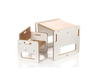 Kindertisch und -stuhl (1–3 Jahre), Montessori-Tisch, Tisch- und Stuhlset, Montessori-Stuhl, Montessori-Kindertisch aus Holz