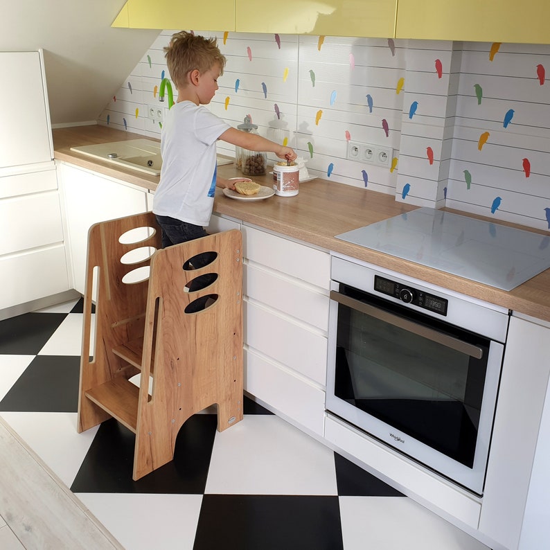 Kitchen Helper / Kids Helper / Montessori learning stool / Learning tower / Cooking helper / Montessori kitchen tower / Toddler steep stool zdjęcie 5