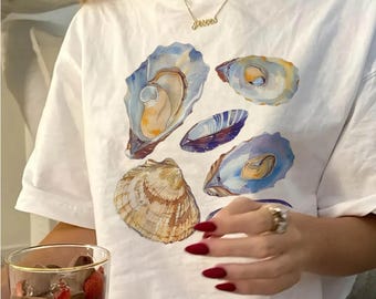 Vintage Seashell Graphic Tee: Oyster Pearl Comfort Colors T-shirt