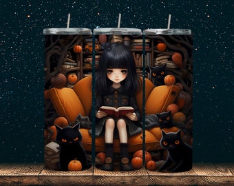 A Night At The Library Tumbler Wrap | Halloween Autumn Wrap| Straight Tumbler Wrap | 20oz Skinny Tumbler | Digital Download