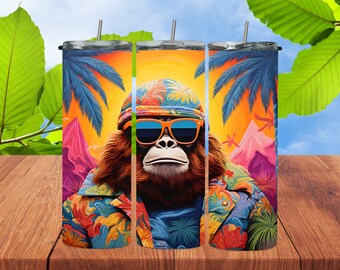 3D Faux Quilt Bigfoot Tumbler Wrap | Vacationing Bigfoot Quilt Wrap| Straight Tumbler Wrap | 20oz Skinny Tumbler | Digital Download