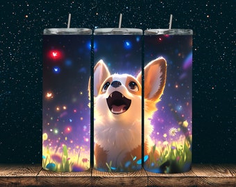 Anime Corgi Wrap | Looking At The Night Sky Wrap | Straight Tumbler Wrap | 20oz Skinny Tumbler | Digital Download