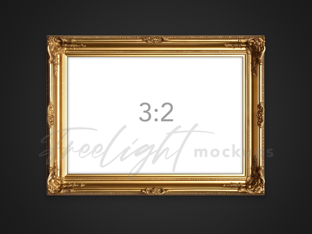 32 Landscape Gold Frame Mockup Poster Frame Gold Mockup 3x2 Etsy