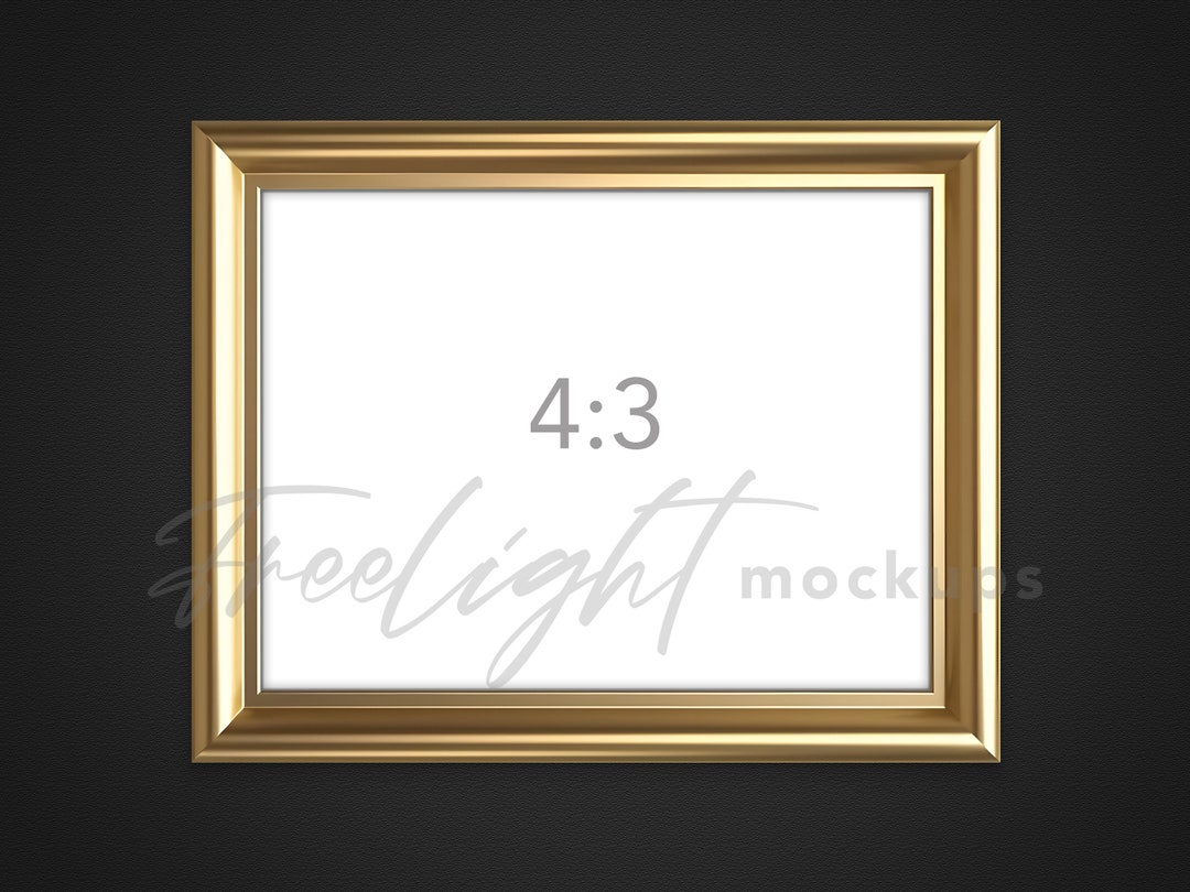 43 Landscape Gold Frame Mockup Poster Gold Frame Mockup 4x3 Etsy