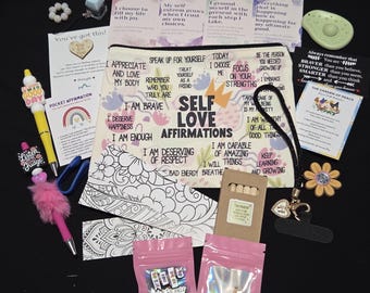 Kit de relajación y alivio de la ansiedad: juguetes antiestrés, afirmaciones, pulsera de amatista.