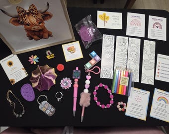 Kit para controlar la ansiedad: juguetes antiestrés, herramientas para aliviar el estrés, tarjetas de afirmaciones.