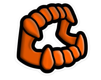 Orange Vampire Fangs Sticker