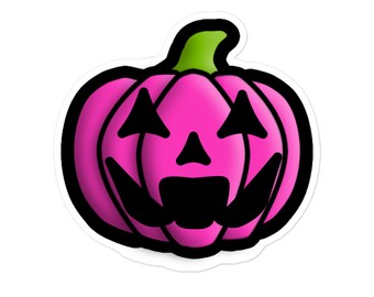 Pink Fang Jack-o'-lantern Sticker
