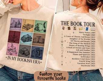 In My Bookish Era Shirt, Custom Favorite Books Sweatshirt, Personalized Book Tour Shirt, Book Lover Shirt, Christmas Gift For Book Lover