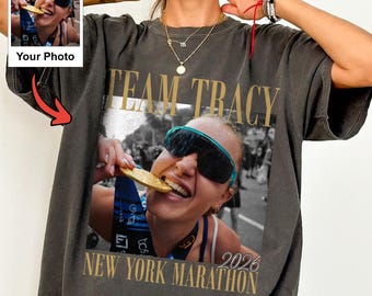 Custom Photo Marathon Support Shirt, Personalized Runner Name and Year, Matching Team Tee, Running Gift for Friends and Family