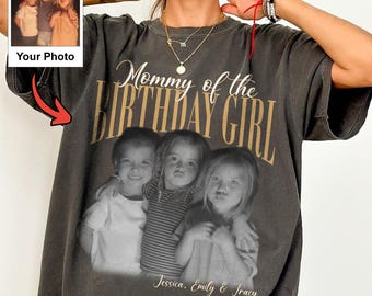 Personalized Birthday Mom Shirt, Custom Kids Photo T-Shirt, Mommy Birthday Party Tee, Custom Name Family Shirt, Birthday Gift for Mom