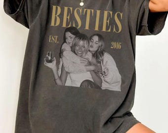 Custom Photo Besties Shirt, Personalized Friendship Year, Vintage Picture Tee, Matching Best Friend Outfit, Birthday Gift for Friends