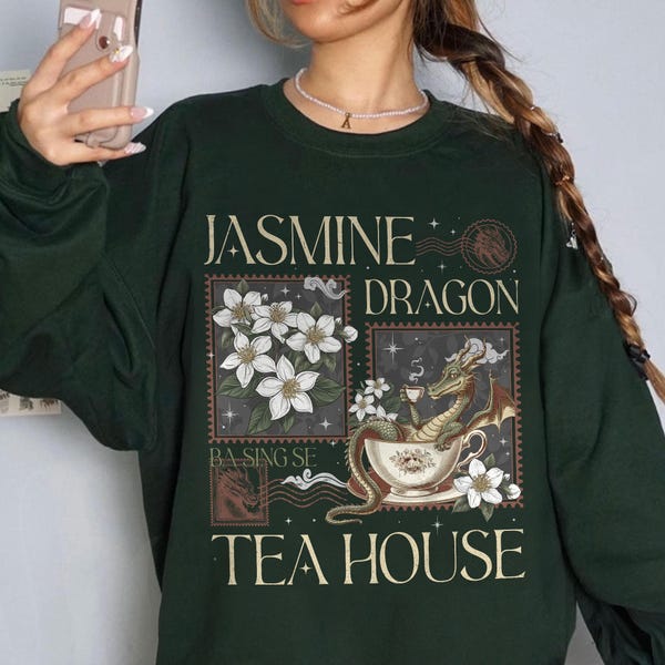 Camiseta Jasmine Dragon Tea House Camiseta para tíos Regalo para amantes del anime Camiseta inspirada en tienda de té Camiseta Sudadera Sudadera con capucha Anime de dibujos animados Nueva versión