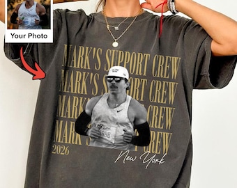 Custom Photo Marathon Support Crew Shirt, Personalized Runner Name City and Year, Matching Cheer Squad Tee, Running Gift