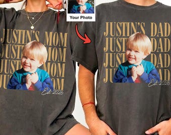 Personalized Mom and Dad Shirt, Custom Kids Photo T-Shirt, Matching Parents Shirts, Mama Papa Gift, Birthday Gift for Mom Dad