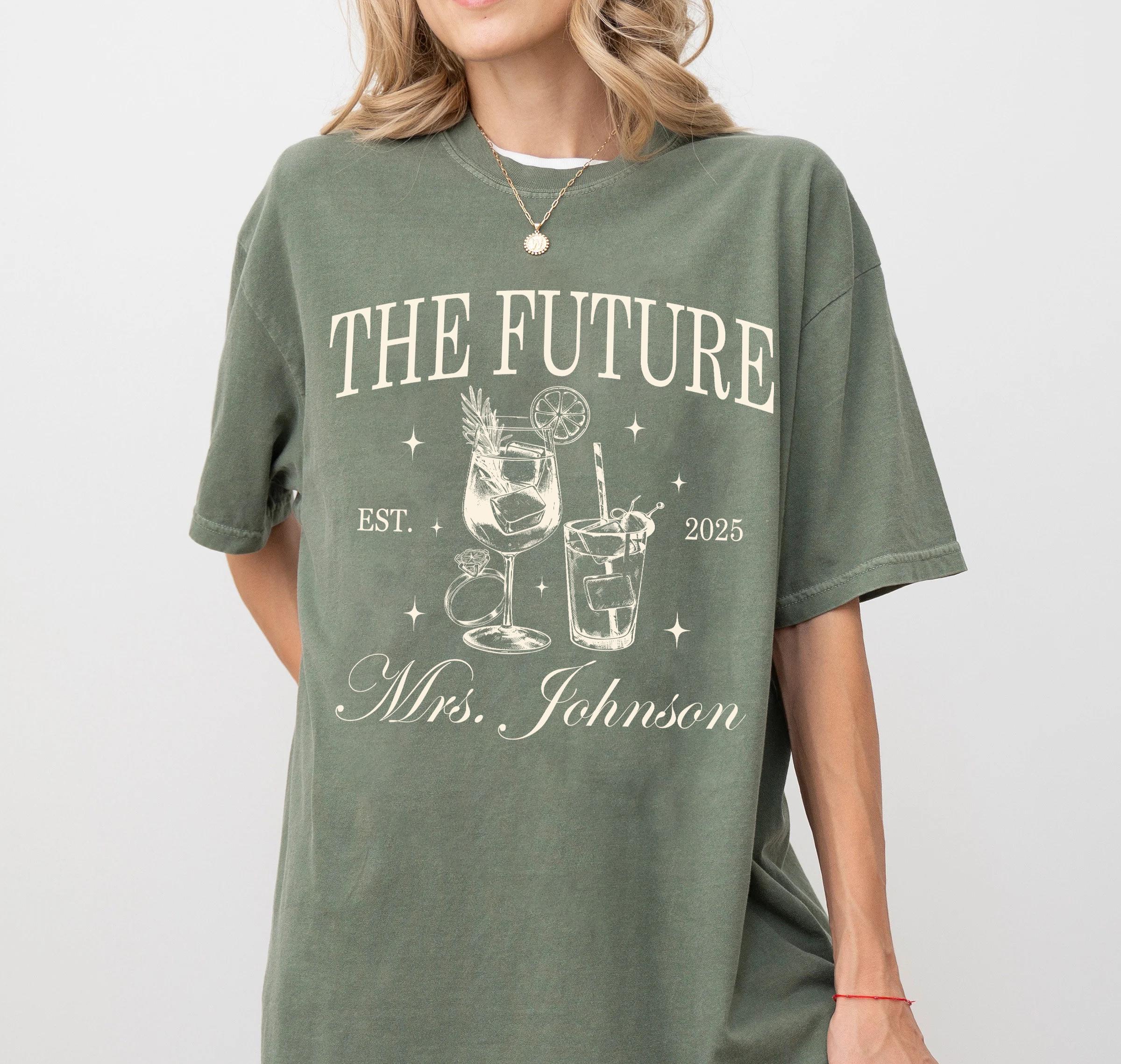Custom Future Mrs. Shirt, Personalized Bride To Be Comfort Colors® Tee, Newly Engaged Gift for Fiancee Shirt, In My Engaged Era Shirt