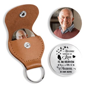 Portachiavi commemorativo personalizzato "Tasca Abbraccio", regalo personalizzato con foto, regalo di condoglianze per la perdita di una persona cara, ricordo per la Festa del Papà.