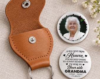 Personalized Memorial Pocket Hug Keychain, Custom Photo Remembrance Gift, Grandma Memorial Keepsake, Sympathy Gift for Loss of Loved One