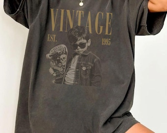 Custom Photo Vintage Birthday Shirt, Personalized Birth Year, Retro Childhood Picture Tee, Funny Nostalgic Birthday Gift for Him or Her