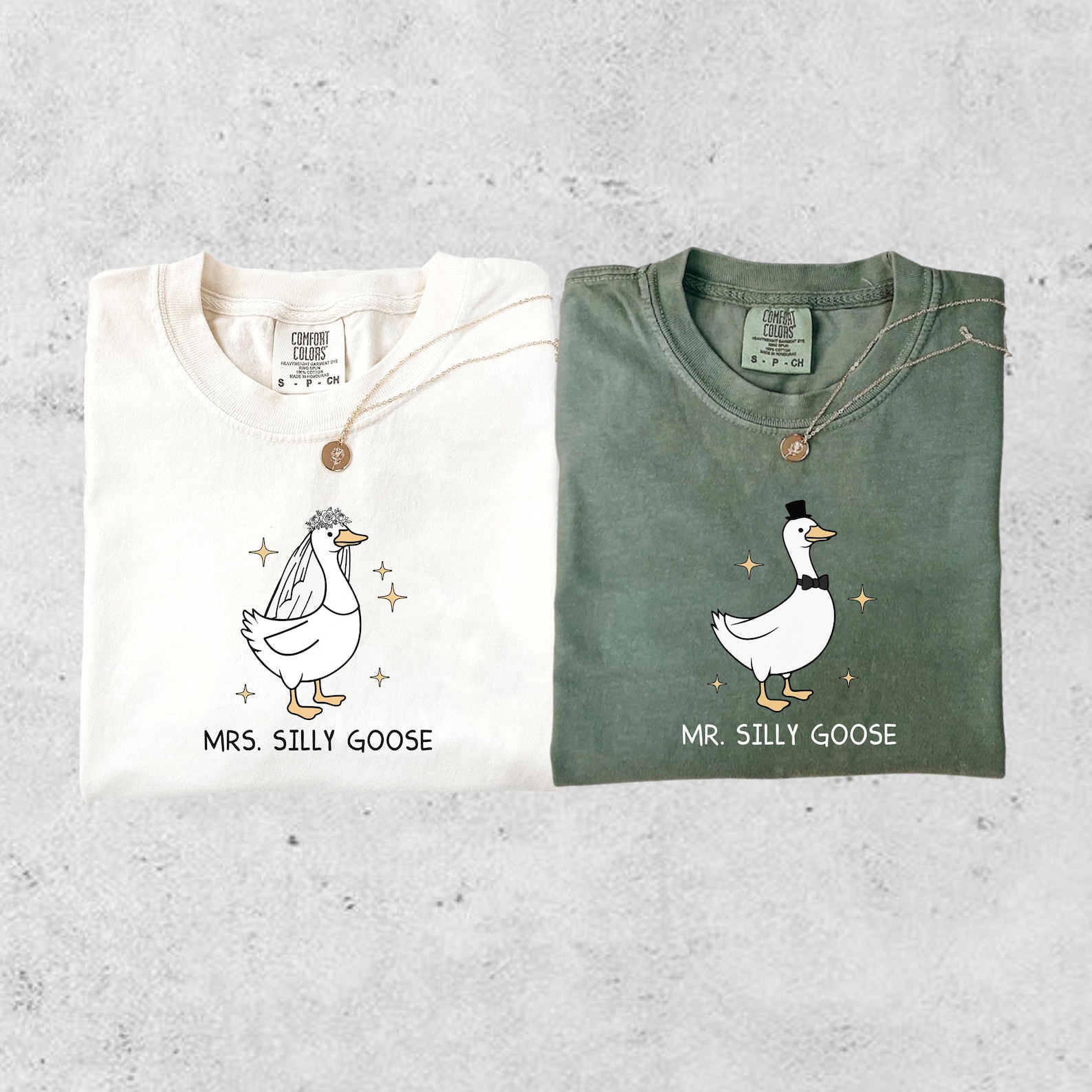 Mrs. and Mr. Silly Goose Bride Shirt, Married Couple Matching Shirt, Bride To Be Funny Goose Lover Shirt,Wedding Gift,Funny Newlywed Gift For Couple