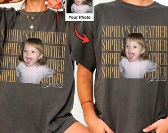 Personalized Godmother Godfather Shirt, Custom Kids Photo T-Shirt, Godparents Gift, Matching Godparent Shirts, Baptism Gift, Custom Name Tee