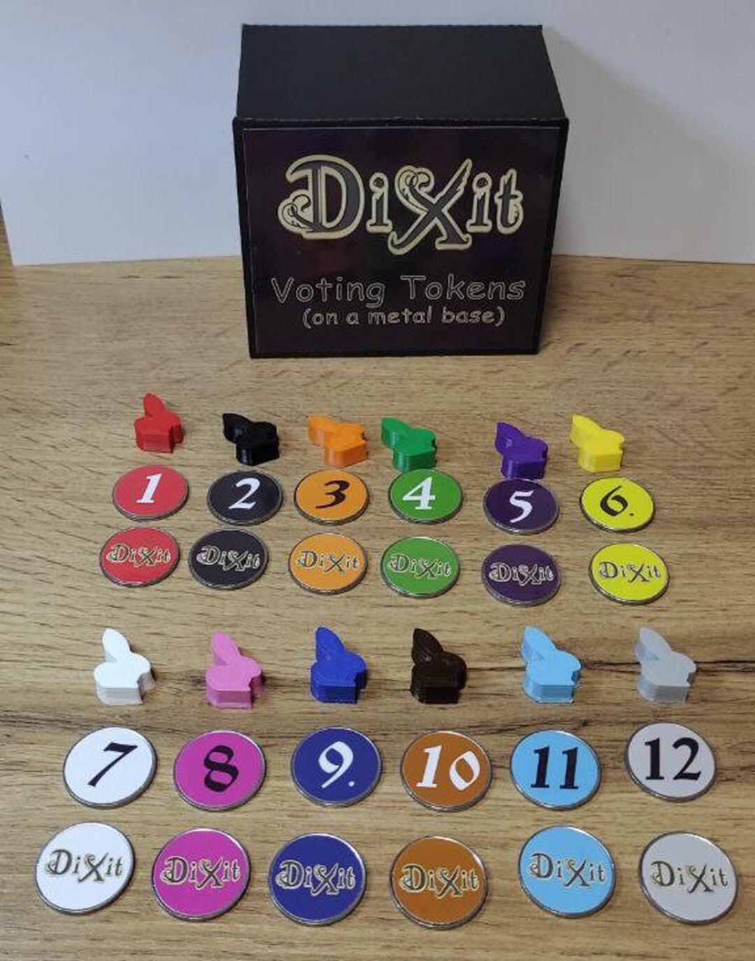 DIXIT. Voting Tokens for the Game Dixit on a Metal Base for up to 12 ...
