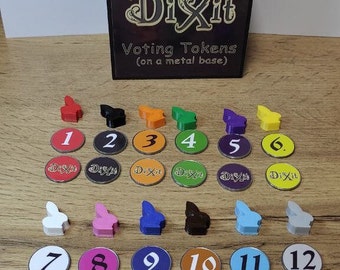 DIXIT. Voting tokens for the game Dixit on a metal base for up to 12 players!!! + Plastic colored rabbits (3D printing, PLA) as a GIFT!!!