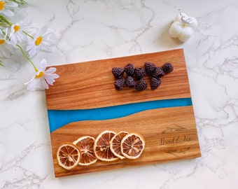 Personalized Wood Resin River Charcuterie Board,Engraved Cheese Board,Engagement Gift,Wedding Gift,Housewarming Gift,Cheese Lover Gift