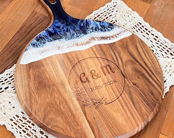 Tagliere per salumi personalizzato, tagliere per formaggi in resina oceanica, regali per la coppia, regalo di fidanzamento, regalo di nozze, regalo di anniversario, regalo di inaugurazione della casa