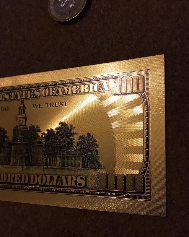 Gold 100 Dollars Note Complete With Certificate of Gold 100 Dollars Note Complete With Certificate of