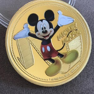 Moneta d'oro di Topolino La moneta placcata in oro è fornita in una custodia protettiva Cartoon Mouse Disney