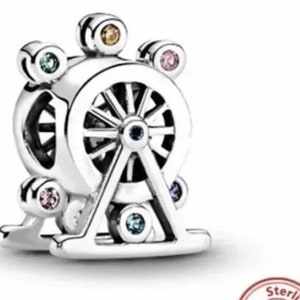 Echter Silber 925er Silber Riesenrad-Charme kommt mit einem schönen niedlichen Samttäschchen Jahrmarkt-Ride-Ferris