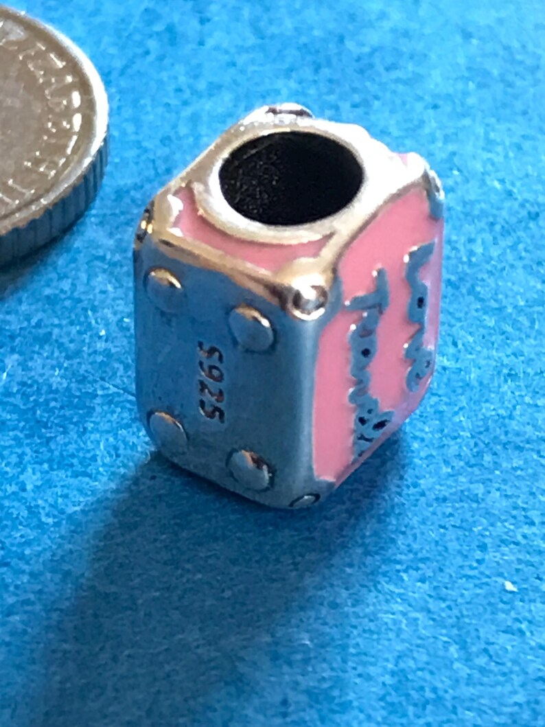 Pink Travel Suitcase Charm Genuine 925 Silver Comes in a Cute Velvet