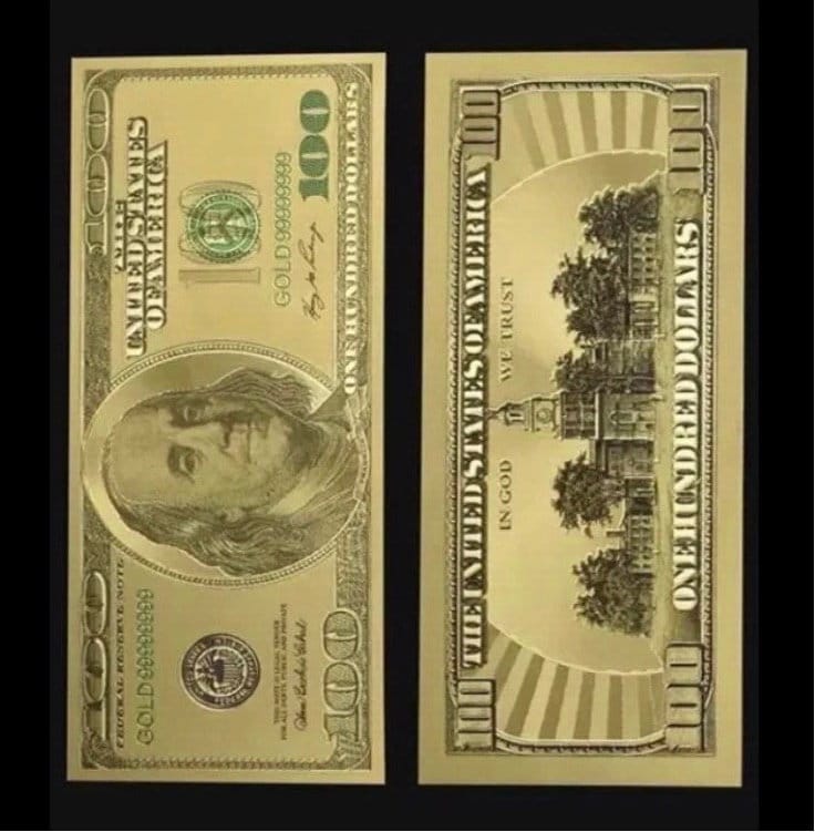 Bright Gold Plated Foil $100 Dollar Bill Sharp Bill! FREE SHIPPING USA  Seller
